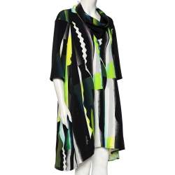 Pre Owned Kenzo Multicolor Spray Collage Printed Crepe Draped Neck Oversized Dress S