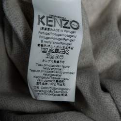 Pre Owned Kenzo Grey Cotton Tiger Embroidered Sweatshirt Dress L