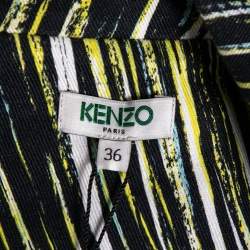 Kenzo Multicolor Printed Cotton Zip Detail Long Sleeveless Jacket S