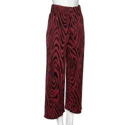 Kenzo Burgundy & Black Patterned Knit High Waisted Culottes S