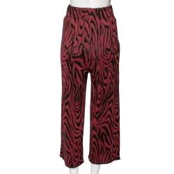 Kenzo Burgundy & Black Patterned Knit High Waisted Culottes S