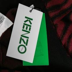 Kenzo Burgundy & Black Patterned Knit High Waisted Culottes S