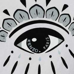 Pre Owned Kenzo White Flocked Eye Cotton Knit T-Shirt S