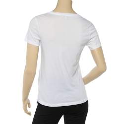 Pre Owned Kenzo White Flocked Eye Cotton Knit T-Shirt S