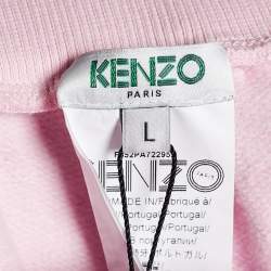 Pre Owned Kenzo Pink Terry Knit Logo Print Joggers L