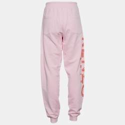 Pre Owned Kenzo Pink Terry Knit Logo Print Joggers L