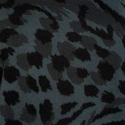 Pre Owned بلوفر كينزو قطن وصوف مطبوع نقشة الفهد رصاصي مقاس كبير جداً (اكس لارج)