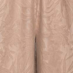 Pre Owned Kenzo Brown Cotton Floral Embroidered Sleeveless Jumpsuit M