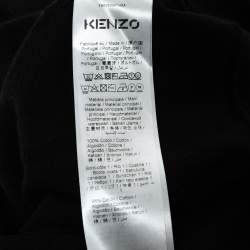 Pre Owned Kenzo Black Tiger Logo Embroidered Cotton Hoodie S