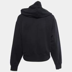 Pre Owned Kenzo Black Cotton Tiger Crest Boxy Long Sleeve Hoodie S