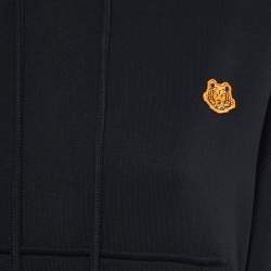 Pre Owned Kenzo Black Cotton Tiger Crest Boxy Long Sleeve Hoodie S