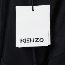 Pre Owned Kenzo Black Cotton Tiger Crest Boxy Long Sleeve Hoodie S