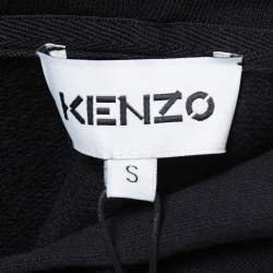 Pre Owned Kenzo Black Cotton Tiger Crest Boxy Long Sleeve Hoodie S