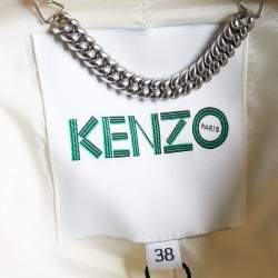 Kenzo White Contrast Detail Double Breasted Coat M