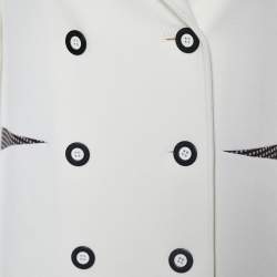 Kenzo White Contrast Detail Double Breasted Coat M