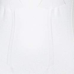 مملوكة مسبقًا Kenzo White Perforated Knit Fit & Flare Dress M