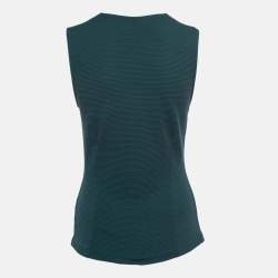 Pre Owned Kenzo Dark Green Textured Knit Zip Detailed Sleeveless Top M
