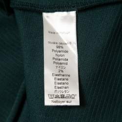 Pre Owned Kenzo Dark Green Textured Knit Zip Detailed Sleeveless Top M