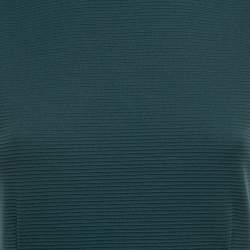 Pre Owned Kenzo Dark Green Textured Knit Zip Detailed Sleeveless Top M