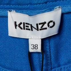 Pre Owned Kenzo Blue Printed Denim Mini Skirt M