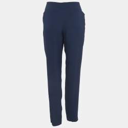 Pre Owned Kenzo Navy Blue Crepe Trousers L