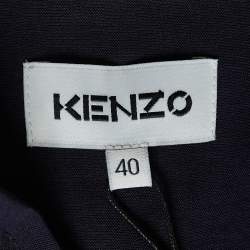 Pre Owned Kenzo Navy Blue Crepe Short Sleeves Maxi Dress M