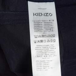 Pre Owned Kenzo Navy Blue Crepe Short Sleeves Maxi Dress M