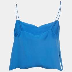 Pre Owned Kenzo Blue Crepe Sweetheart Neck Strappy Top M