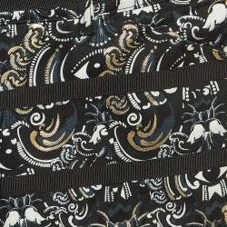 Kenzo Black 'The Eye' Print Gabardine Stripe Applique Trousers M