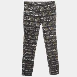 Kenzo Black 'The Eye' Print Gabardine Stripe Applique Trousers M