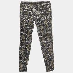 Kenzo Black 'The Eye' Print Gabardine Stripe Applique Trousers M