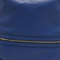 Pre Owned Kenzo Blue Leather Front Zip Bucket Bag