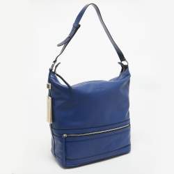 Pre Owned Kenzo Blue Leather Front Zip Bucket Bag