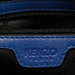 Pre Owned Kenzo Blue Leather Front Zip Bucket Bag