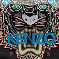 Pre Owned Kenzo Black Leather Embroidered Tiger Tote