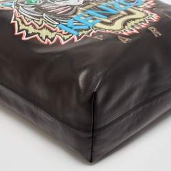 Pre Owned Kenzo Black Leather Embroidered Tiger Tote