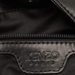 Pre Owned Kenzo Black Leather Embroidered Tiger Tote