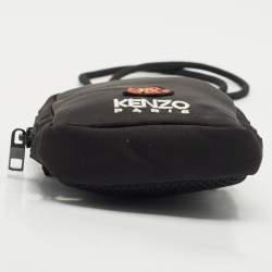 Kenzo Black Nylon Embroidered Phone Holder Crossbody Bag