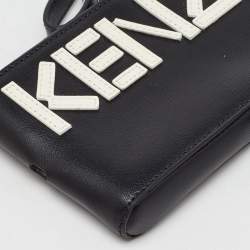 Pre Owned Kenzo Black Leather Phone Card Holder Crossbody Bag