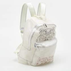 Pre Owned Kenzo White/Transparent Mesh Tiger Backpack