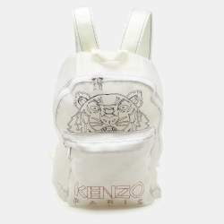 Pre Owned Kenzo White/Transparent Mesh Tiger Backpack