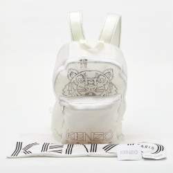 Pre Owned Kenzo White/Transparent Mesh Tiger Backpack
