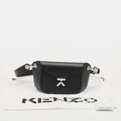 Pre Owned Kenzo Black Leather Small K Belt Bag