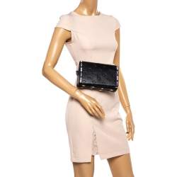 Pre Owned Kenzo Black Leather Kontact Eye Embossed Belt Bag