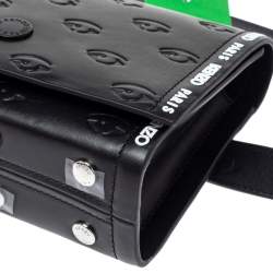 Pre Owned Kenzo Black Leather Kontact Eye Embossed Belt Bag