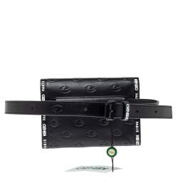 Pre Owned Kenzo Black Leather Kontact Eye Embossed Belt Bag