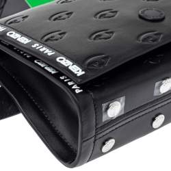 Pre Owned Kenzo Black Leather Kontact Eye Embossed Belt Bag