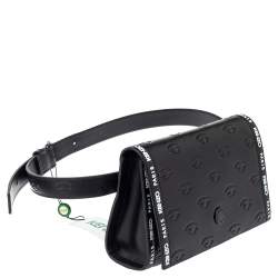 Pre Owned Kenzo Black Leather Kontact Eye Embossed Belt Bag