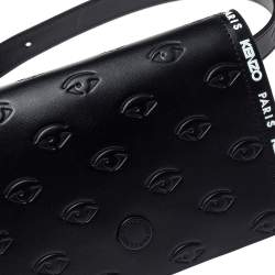 Pre Owned Kenzo Black Leather Kontact Eye Embossed Belt Bag