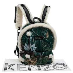 Pre Owned Kenzo Green Jungle Print Jacquard Memento Backpack